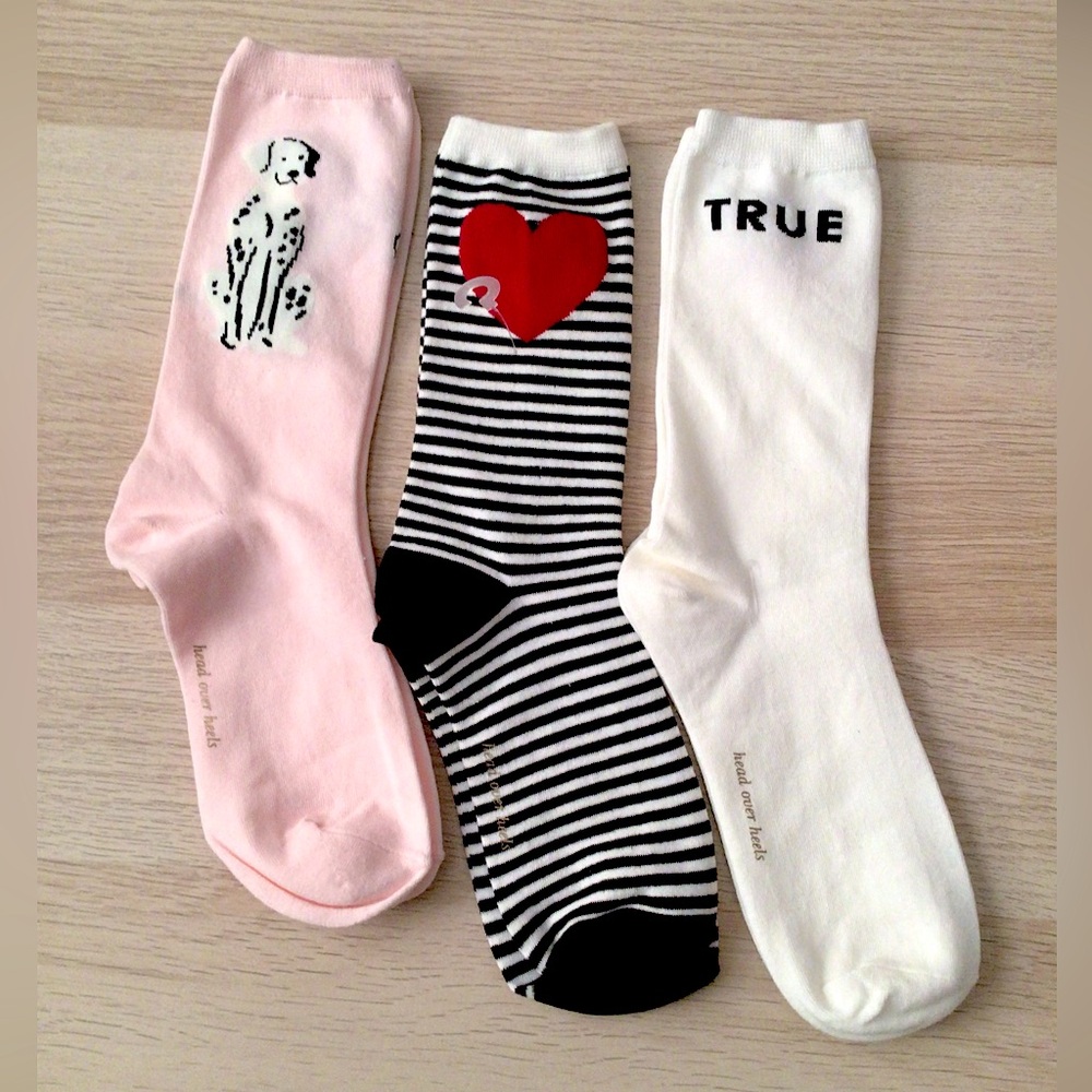 Kate Spade Valentines Crew Socks NWOT set of 3